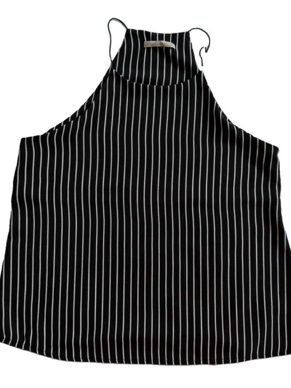 Striped High Apron Neckline Racerback Tank Top Sleeveless Blouse Shirt Cami S